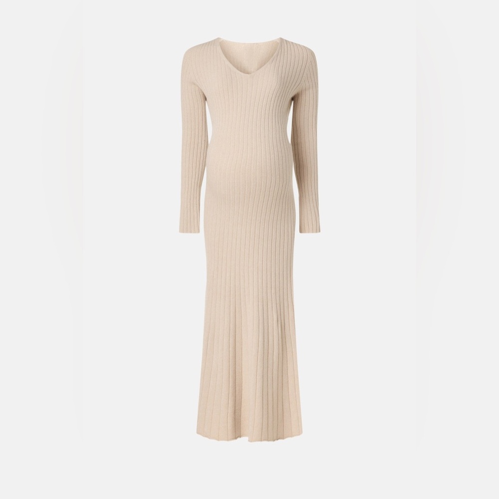 Pietro Brunelli Cream Long Sleeve Maternity Dress - Picture 3 of 6